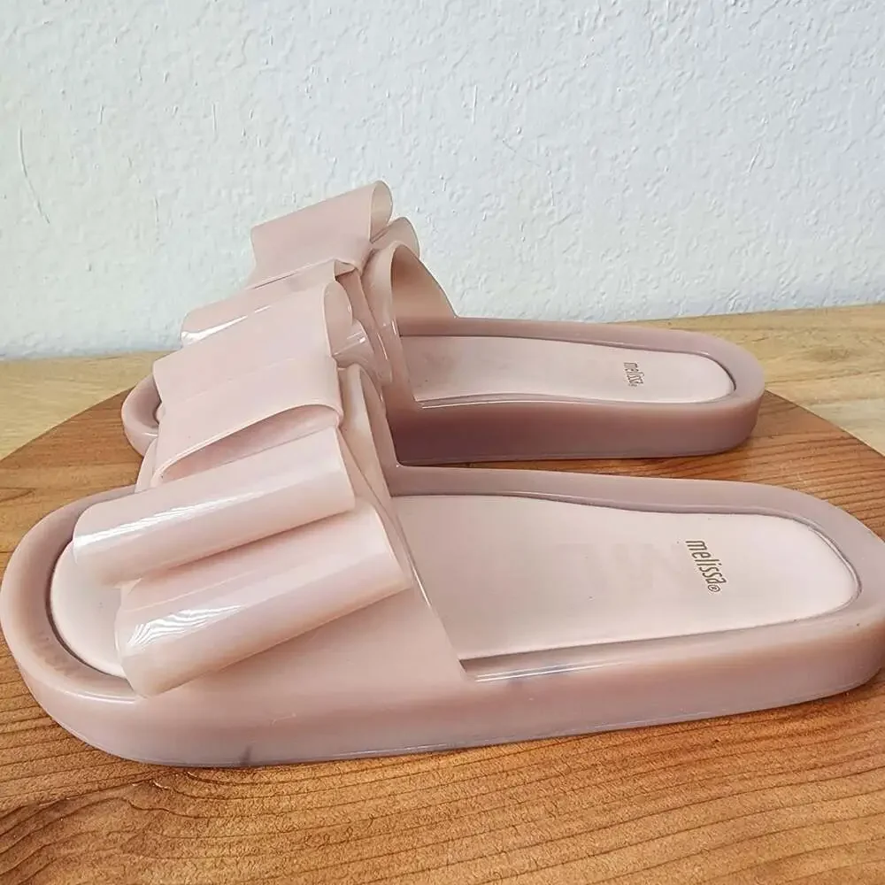 Melissa Jelly Slide Sandals Womens Size 9 Pink Bow Slip On Waterproof Comfort